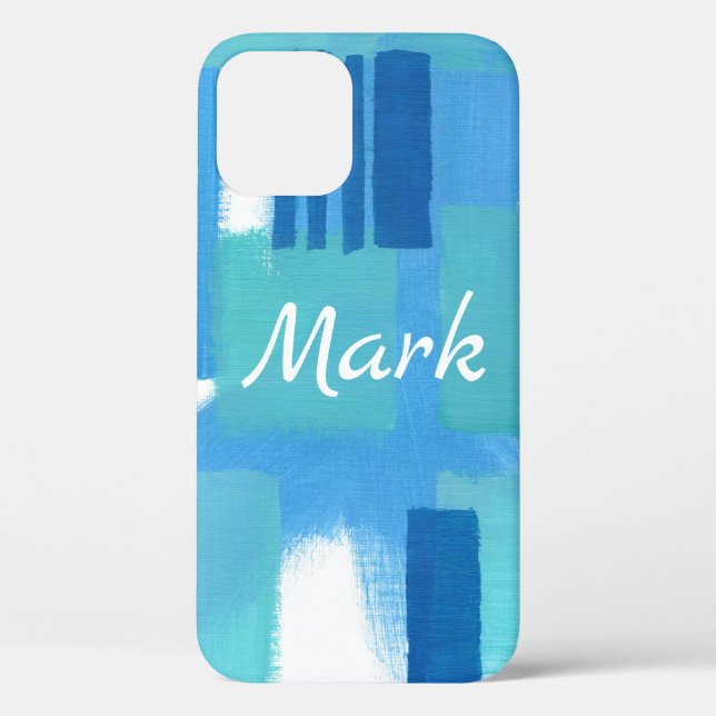 Blue Green Modern Design Personalised  iPhone Case (Back)
