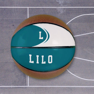 Blue Green Monogram Personalised Basketball