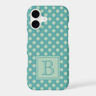 Blue Green Monogram Polka Dot