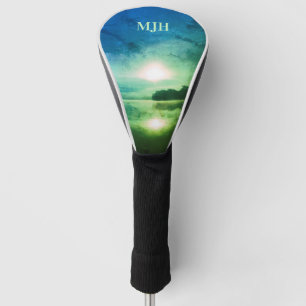 Blue Green Morning Sunrise abstract at CT River Golf Head Cover