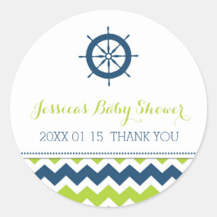 Blue Green Nautical Baby Shower Favour Stickers