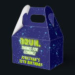 Blue Green Neon Glowing Bruh Thanks Boys Birthday Favour Box<br><div class="desc">Bruh boys Birthday design with neon bright and vivid colours of green and blue,  perfect for various birthday themes.</div>
