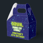 Blue Green Neon Glowing Bruh Thanks Boys Birthday Favour Box<br><div class="desc">Bruh boys Birthday design with neon bright and vivid colours of green and blue,  perfect for various birthday themes.</div>