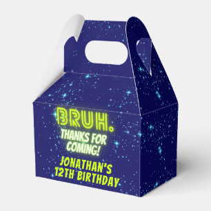 Blue Green Neon Glowing Bruh Thanks Boys Birthday Favour Box