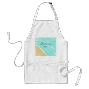 Blue green ocean add monogram letter name title standard apron