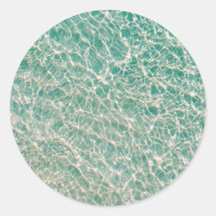 Blue Green Ocean Summer Beach Waves   Classic Round Sticker