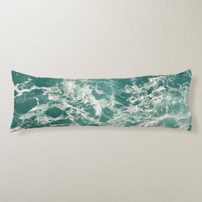 Blue Green Ocean Waves Body Cushion (Front)