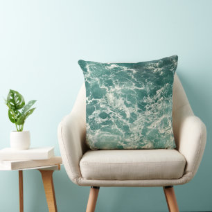 Blue Green Ocean Waves Cushion
