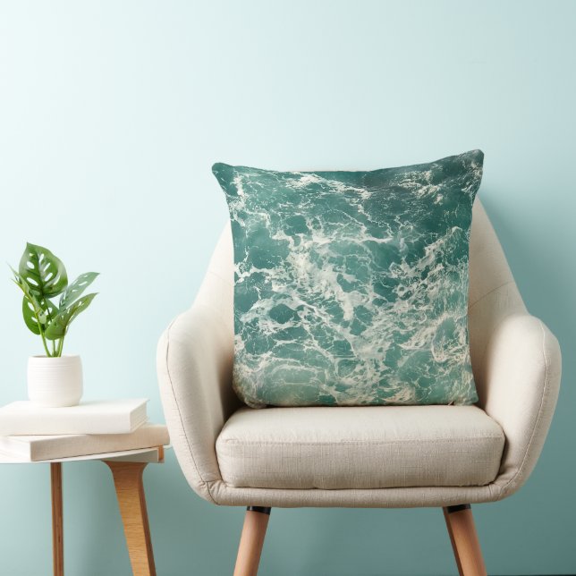 Blue Green Ocean Waves Cushion (Chair)