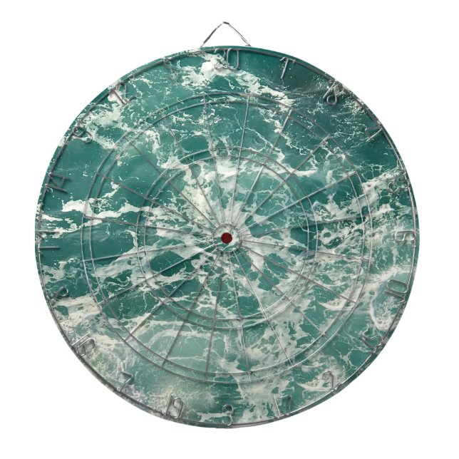 Blue Green Ocean Waves Dartboard (Front)