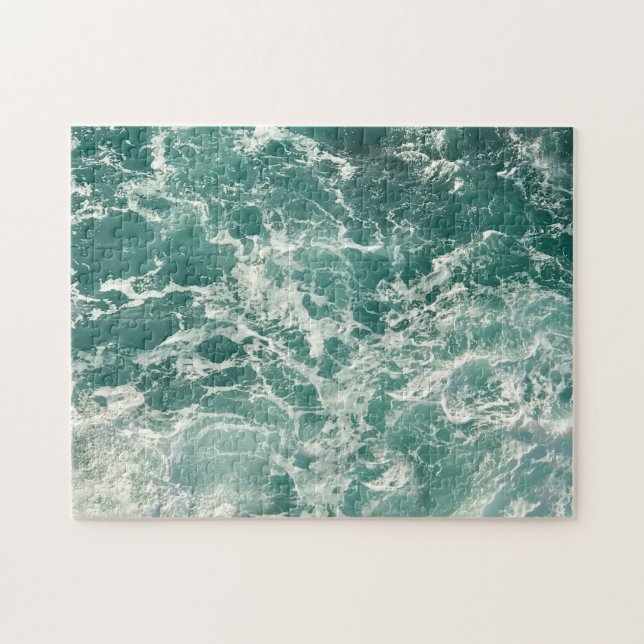 Blue Green Ocean Waves Jigsaw Puzzle (Horizontal)