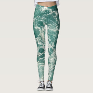 Blue Green Ocean Waves Leggings