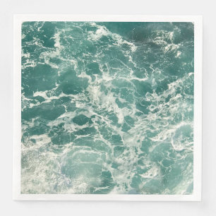 Blue Green Ocean Waves Napkin