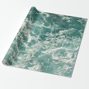 Blue Green Ocean Waves Wrapping Paper