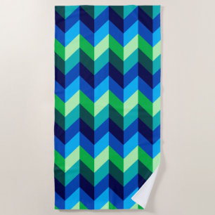 Blue Green Ombre Chevrons Beach Towel