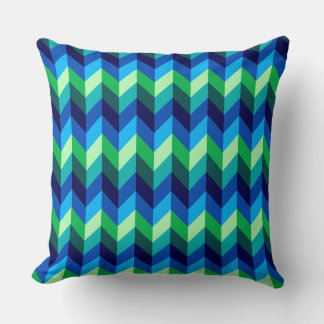 Blue Green Ombre Chevrons Big Throw Pillow