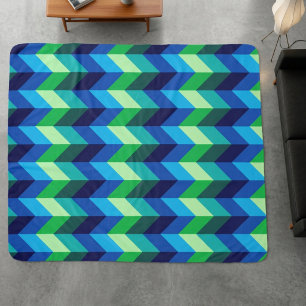 Blue Green Ombre Chevrons Large Sherpa Blanket