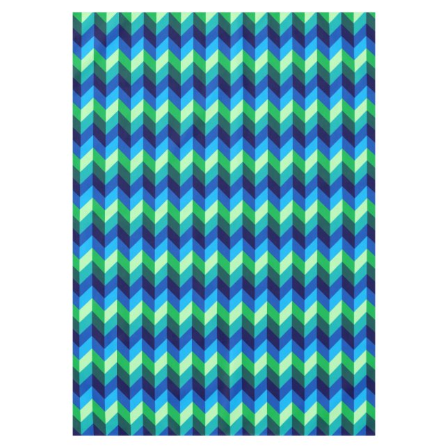 Blue Green Ombre Chevrons Medium Tablecloth (Front)