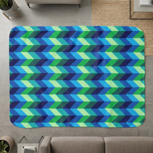 Blue Green Ombre Chevrons Small Sherpa Blanket