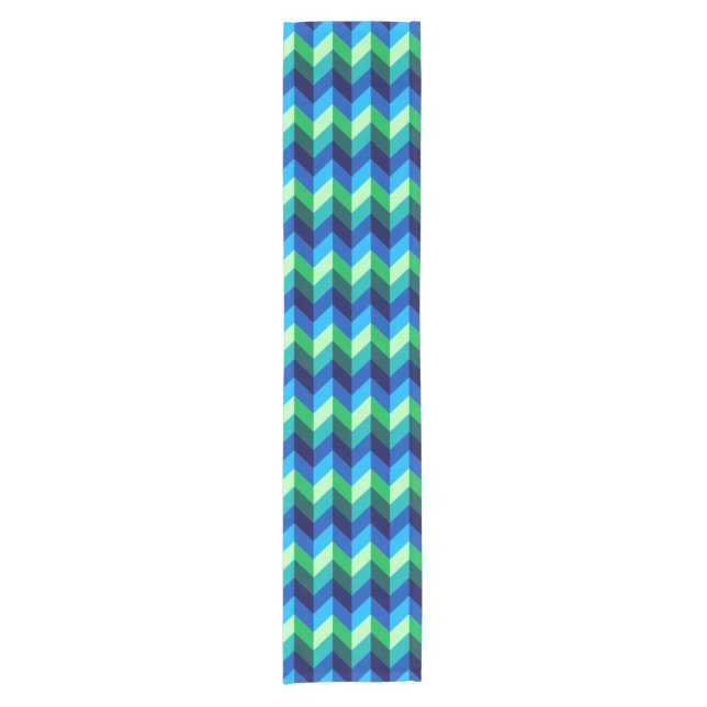 Blue Green Ombre Chevrons Small Table Runner (Front)