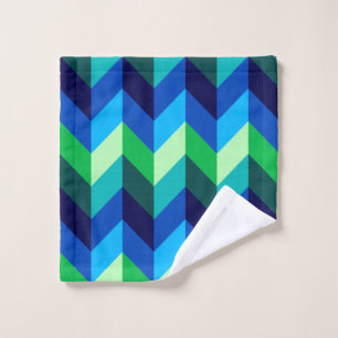 Blue Green Ombre Chevrons Washcloth Wash Cloth