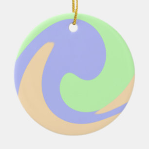 Blue green ombre fluid marble boho bold pattern ceramic ornament