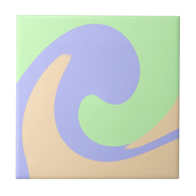 Blue green ombre fluid marble boho bold pattern  ceramic tile (Front)
