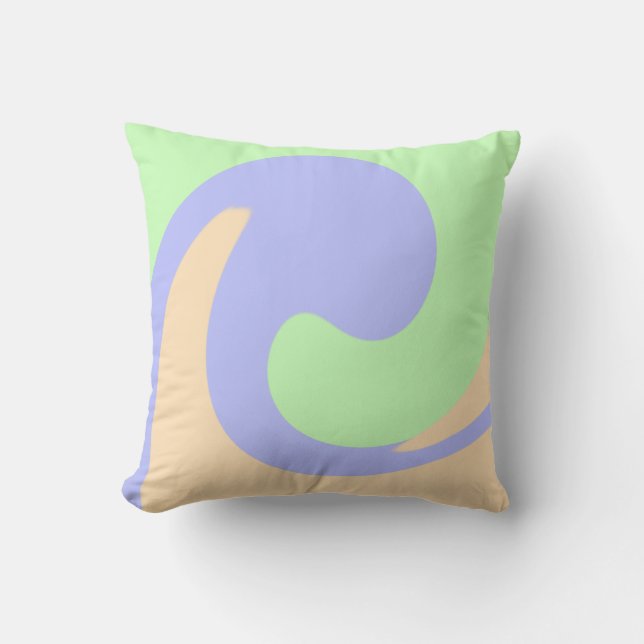 Blue green ombre fluid marble boho bold pattern  cushion (Front)
