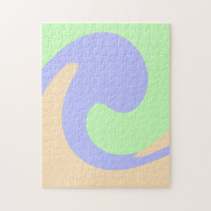 Blue green ombre fluid marble boho bold pattern jigsaw puzzle