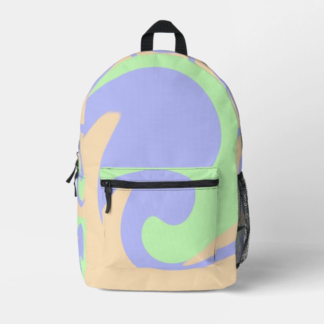 Blue green ombre fluid marble boho bold pattern  printed backpack (Front)