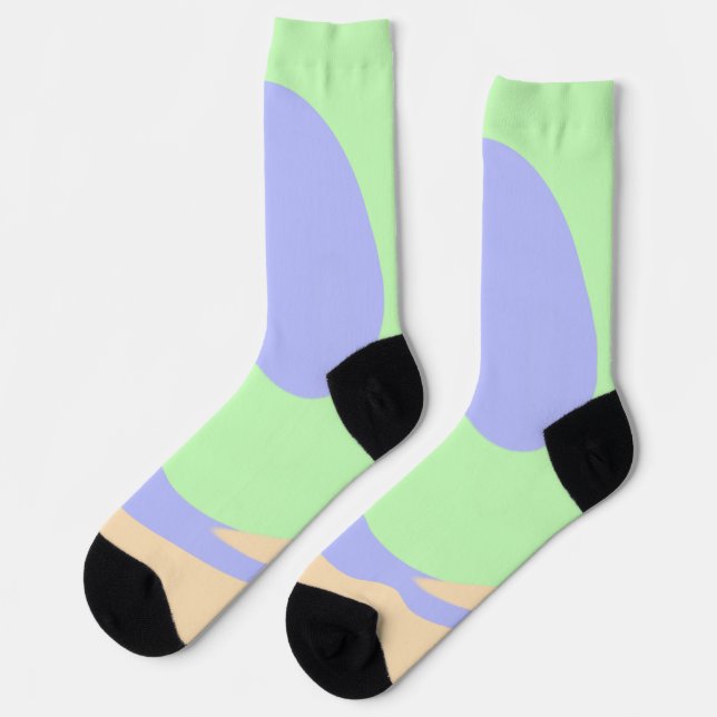 Blue green ombre fluid marble boho bold pattern  socks (Left)