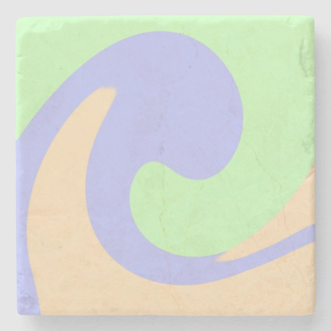 Blue green ombre fluid marble boho bold pattern  stone coaster (Front)