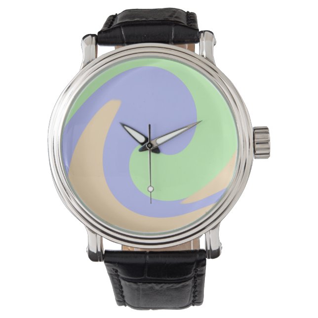 Blue green ombre fluid marble boho bold pattern  watch (Front)
