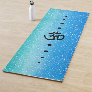Blue green Ombre Sparkle Om symbol  Yoga Mat
