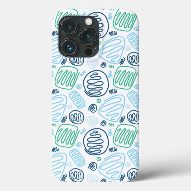 Blue Green One Line Abstract Shapes  Case-Mate iPhone Case (Back)