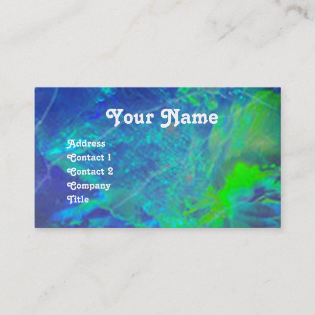 BLUE GREEN OPAL ,ART NOUVEAU GOLD JEWEL MONOGRAM BUSINESS CARD (Front)