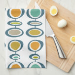 Blue Green Orange Circles Mid-Century Pattern Tea Towel<br><div class="desc">Add a pop of colour to your kitchen with this fantastic retro kitchen towel. It features an abstract hanging geometric circles pattern in the bright and bold colours of turquoise blue,  gold,  tan,  orange,  avocado green,  and blue.</div>