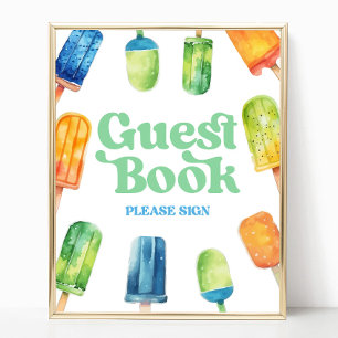 Blue Green Orange Popsicle Guest Book Table Sign