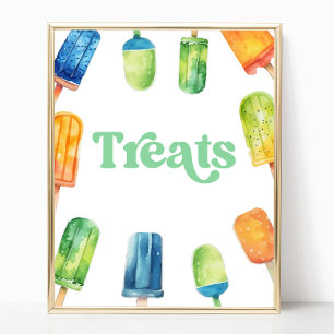 Blue Green Orange Popsicle Party Treats Table Sign