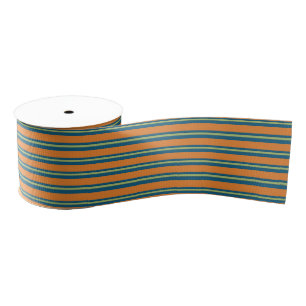 Blue Green Orange Stripe Ribbon Grosgrain Ribbon