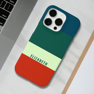 Blue, Green Orange Stripes Pattern Personalised iPhone 16 Pro Case