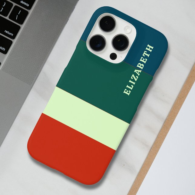 Blue, Green Orange Stripes Pattern Personalised Case-Mate iPhone Case (Creator Uploaded)