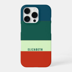 Blue, Green Orange Stripes Pattern Personalised iPhone 16 Pro Case