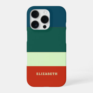 Blue, Green Orange Stripes Pattern Personalised iPhone 16 Pro Case