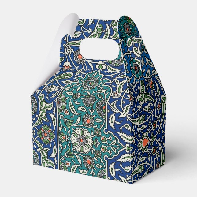 Blue Green Orange Teal Ornate Arabic Pattern Favour Box (Front Side)