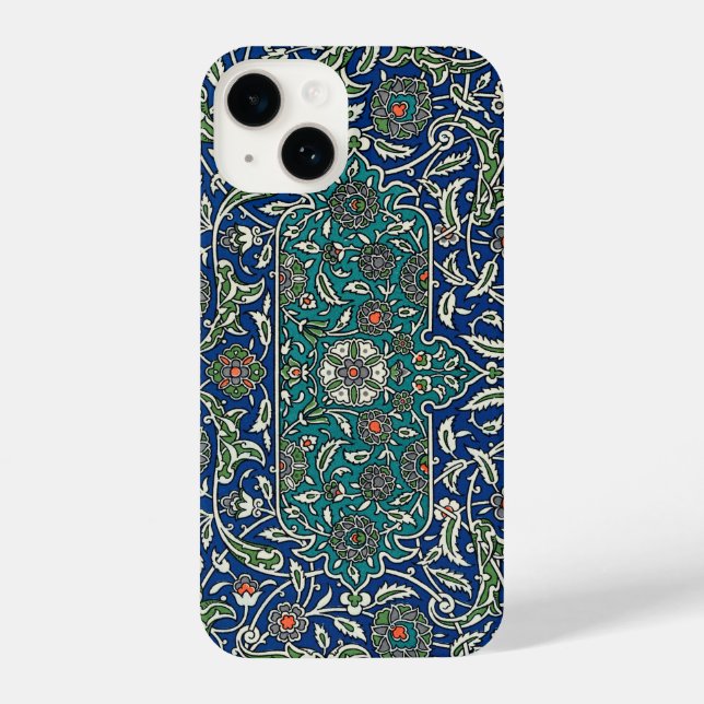 Blue Green Orange Teal Ornate Arabic Pattern iPhone Case (Back)
