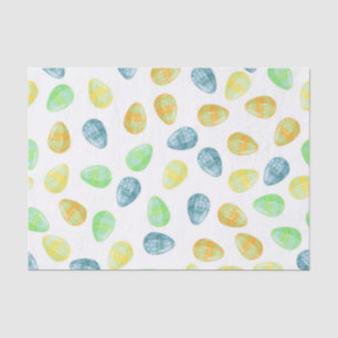 BLUE GREEN ORANGE YELLOW WATERCOLOR EASTER EGGS TISSUE PAPER