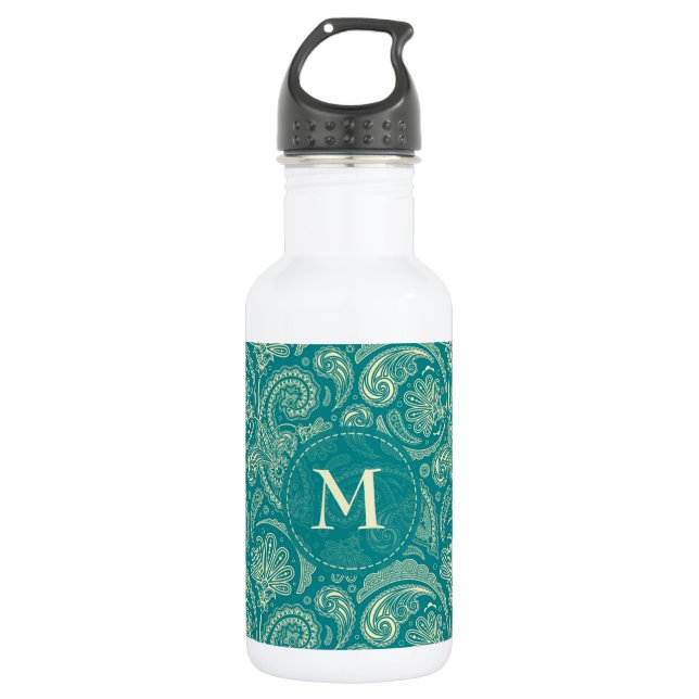 Blue Green Paisley 532 Ml Water Bottle (Front)