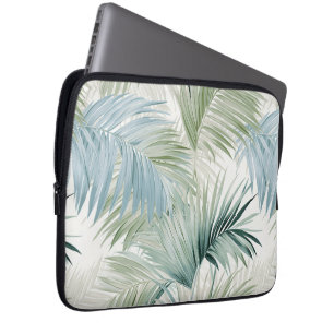 Blue Green Palm Leaves  Laptop Sleeve