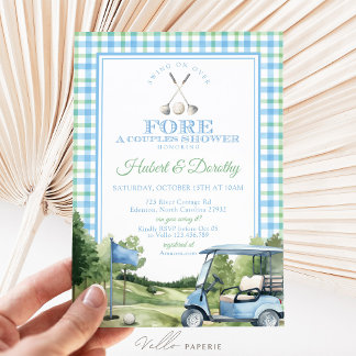 Blue Green PAR-TEE Golf Bridal Shower Invitation 